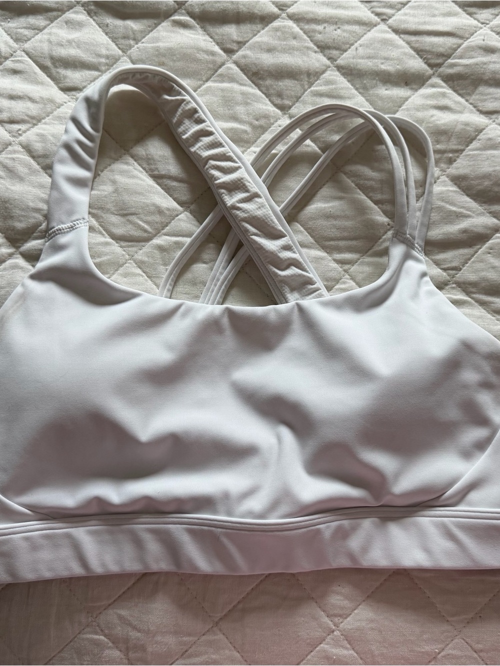 Athleta L White Train Free Sports Bra EUC